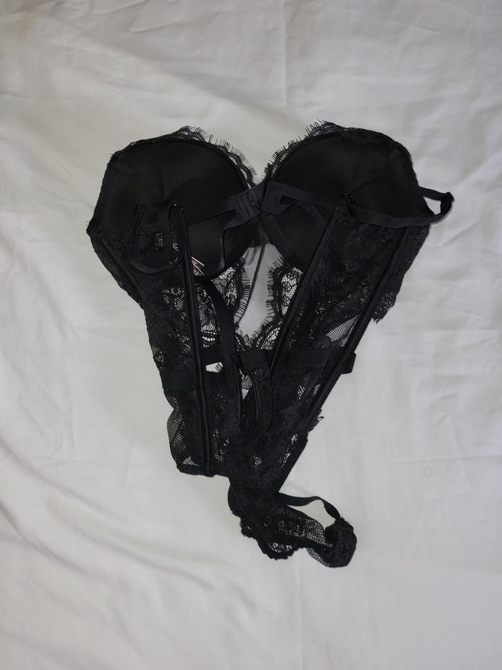 Victoria's Secret Black Lace Bustier Bodysuit - Picture 2 of 3